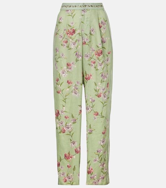 Florecer Honeysuckle linen wide-leg pants