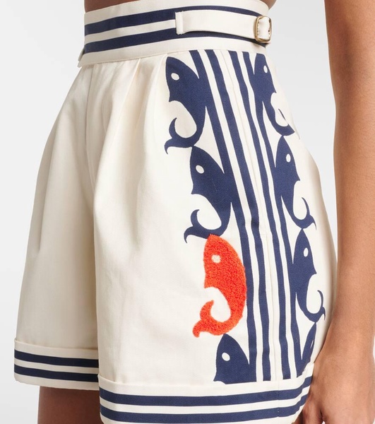 Marine printed cotton shorts 