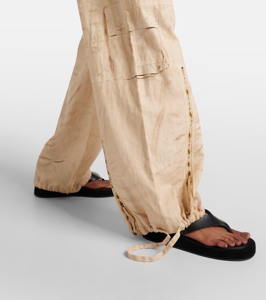 Trompe l'œil linen and cotton cargo pants