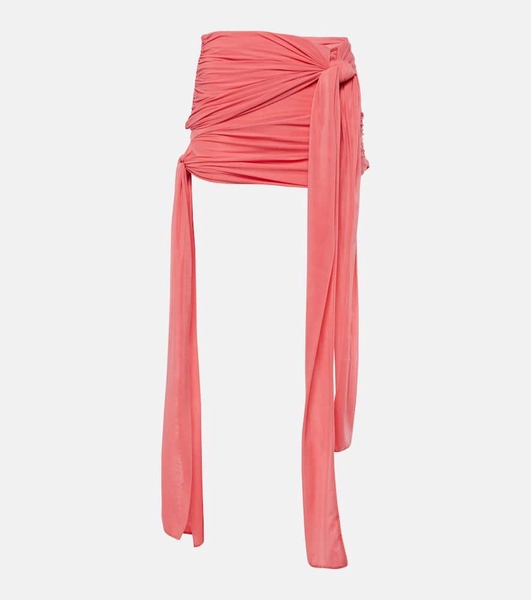 Ruched jersey mini skirt