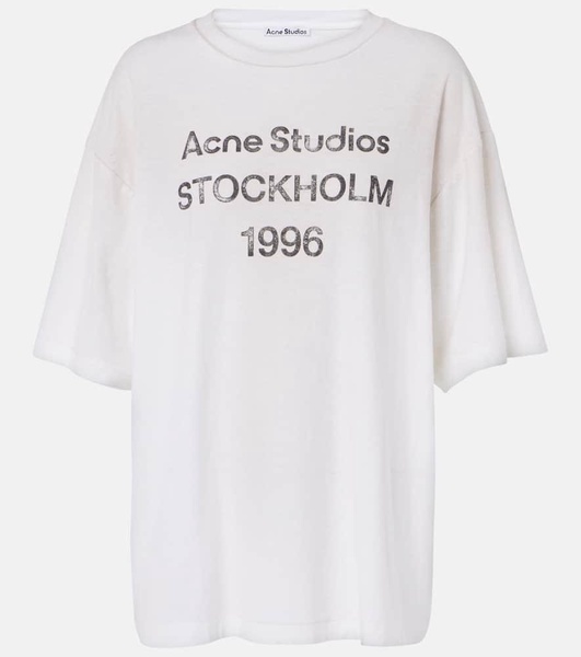 Distressed logo cotton and hemp T-shirt