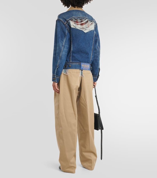 x Pendleton distressed denim jacket