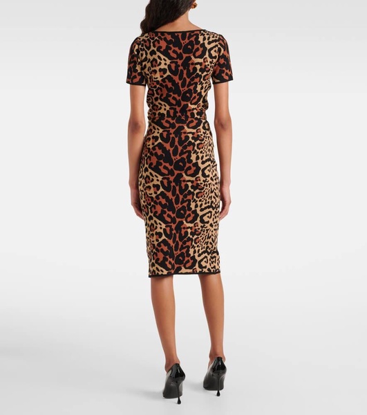Leo leopard-print jacquard pencil skirt
