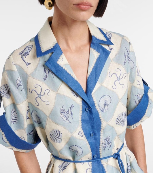 Pia printed linen shirt dress