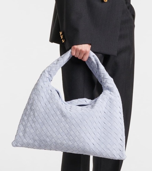 Hop Intrecciato Small suede tote bag