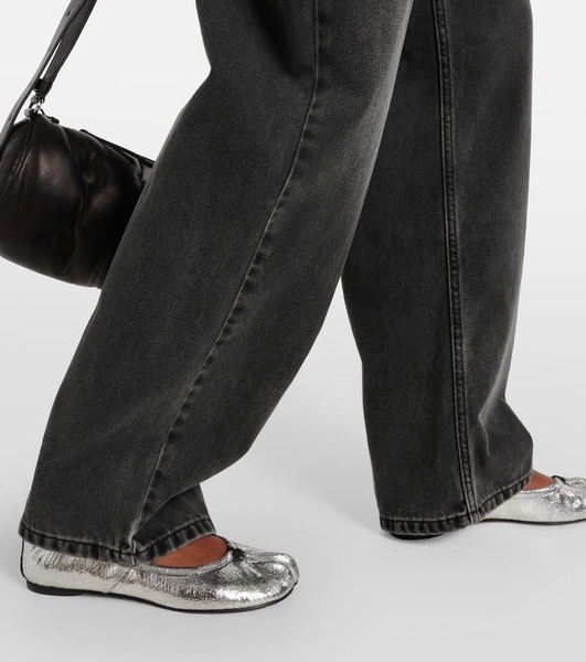 Cutout high-rise tapered jeans