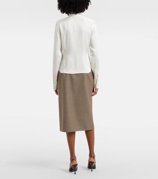 Tie-neck satin blouse
