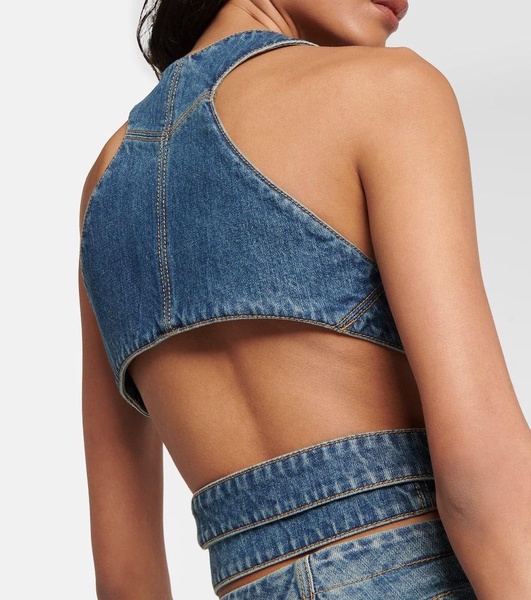 Wrap-around denim bralette
