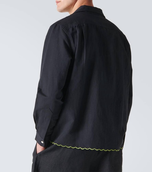 Rosefinch embroidered linen shirt