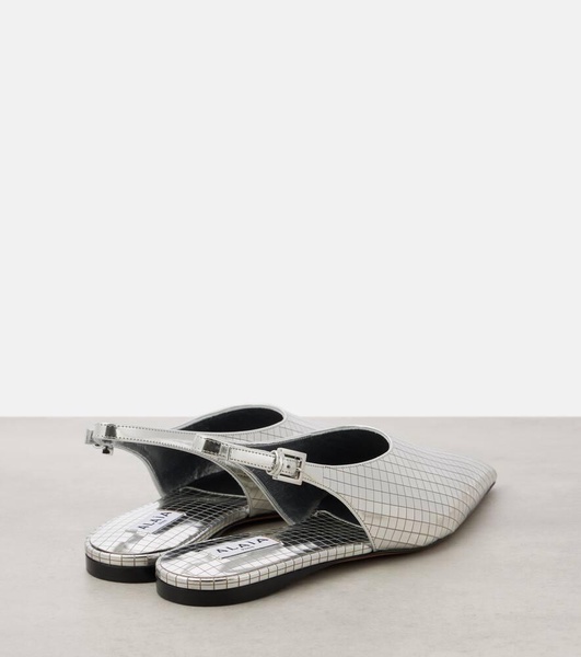 Art Deco mirrored leather slingback flats