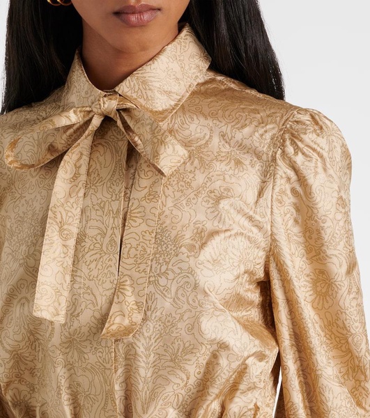 Ape belted silk twill maxi dress