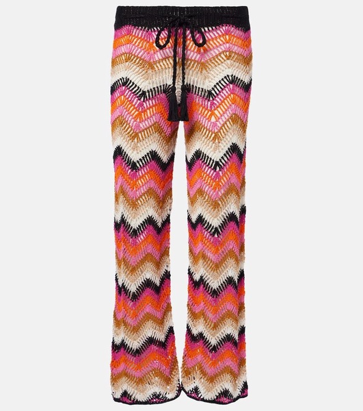 Cotton crochet wide-leg pants