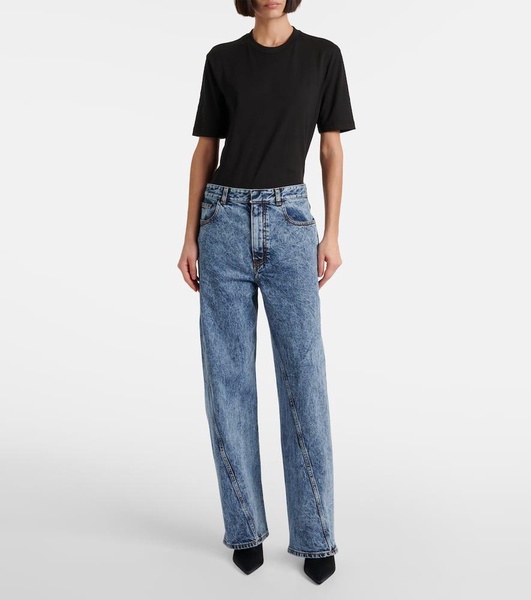 Twisted low-rise wide-leg jeans