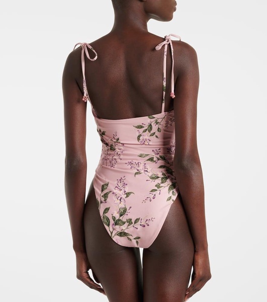 Rábano Wisteria ruched floral swimsuit 