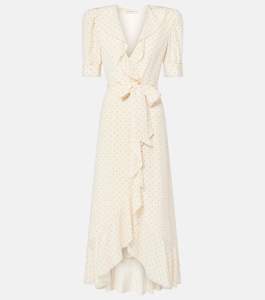 Polka dot silk wrap dress