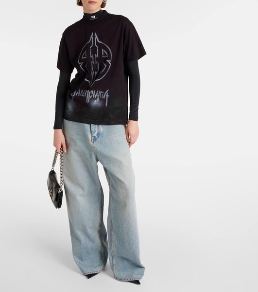 Metal Bb Stencil T-shirt Oversized in Black/white