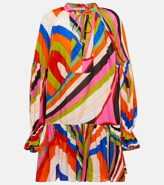 Iride-print cotton minidress