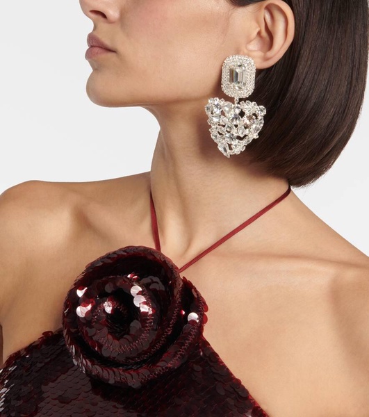 Crystal-embellished drop earrings