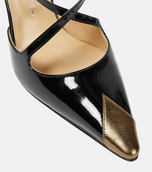 Paneled patent leather pumps