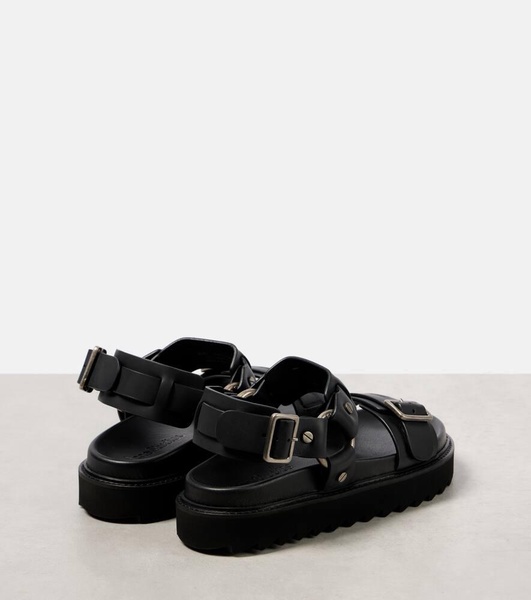 Debossed leather platform sandals