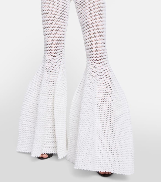 Waffle-knit flared pants