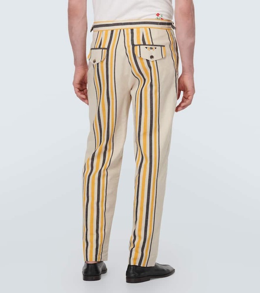 Striped mid-rise cotton straight pants