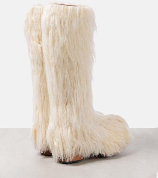 Faux fur knee-high boots