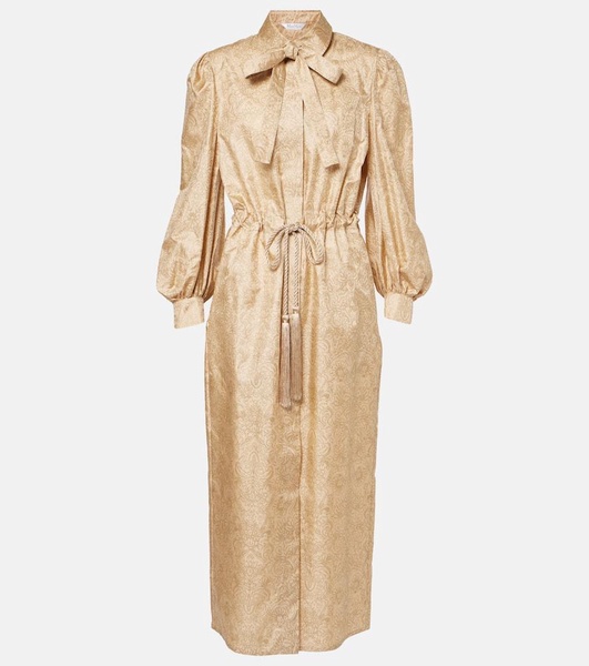 Ape belted silk twill maxi dress