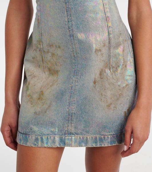 Coated denim twill minidress