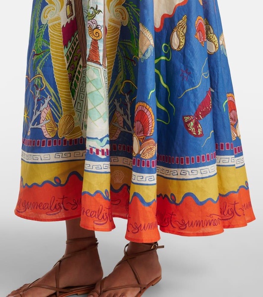 Surrealist linen maxi dress