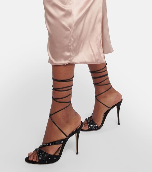 Embellished silk satin sandals