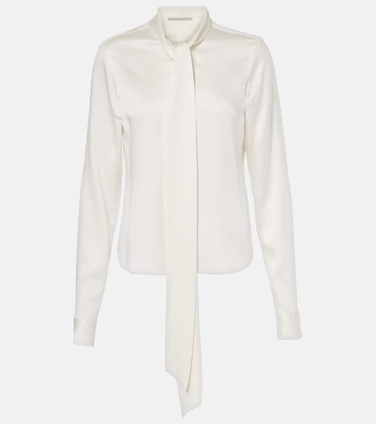 Tie-neck satin blouse