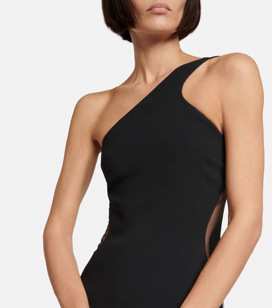 One-shoulder cady maxi dress