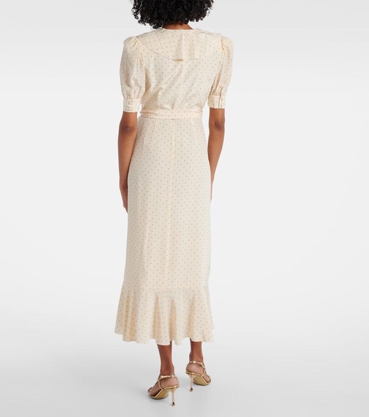Polka dot silk wrap dress