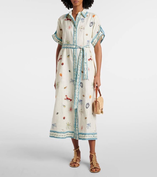 Sandy embroidered linen shirt dress