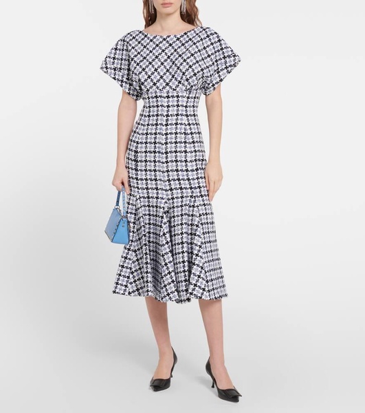 Houndstooth tweed midi dress