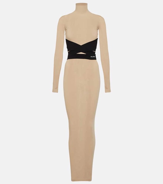 Turtleneck jersey maxi dress