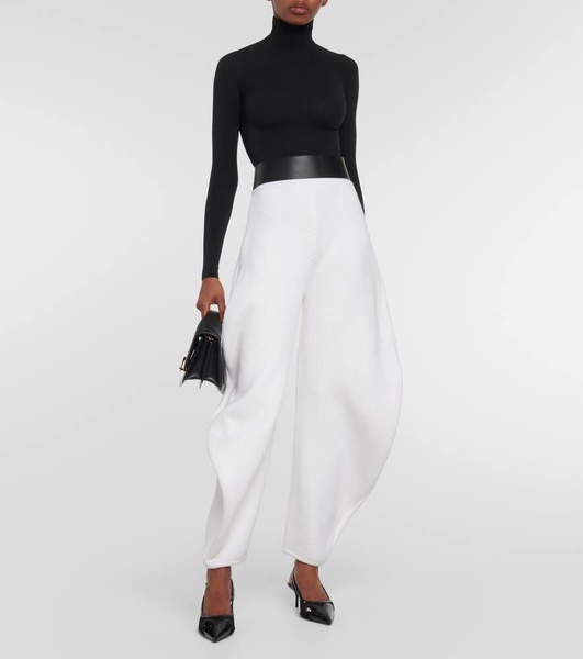 High-rise knit barrel-leg pants