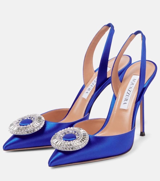 Crystal Hoop Sling 105 satin slingback pumps