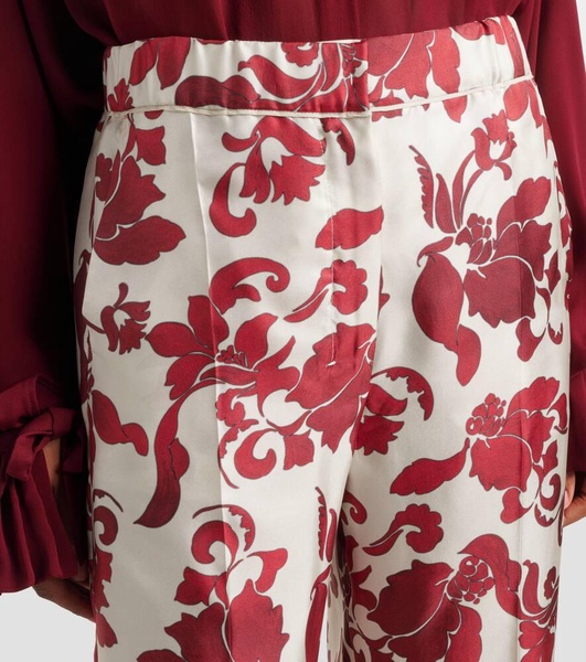 Leda printed silk wide-leg pants
