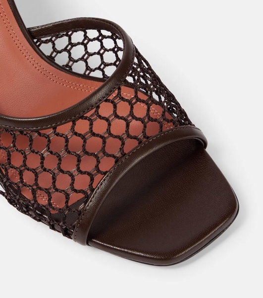 Lupita leather-trimmed raffia mules