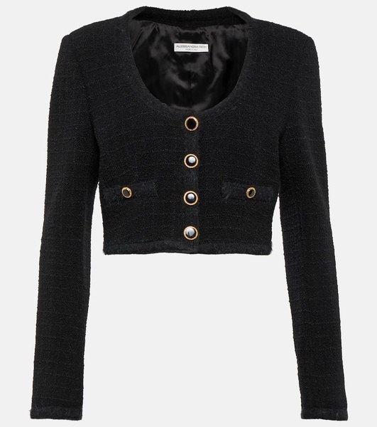 Checked cropped tweed blazer