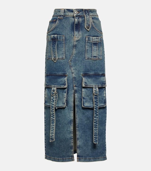 Denim midi skirt