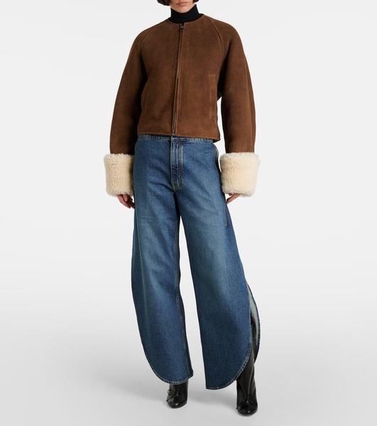 Shearling-trimmed suede jacket
