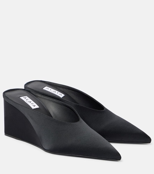 Cube 75 satin wedge mules