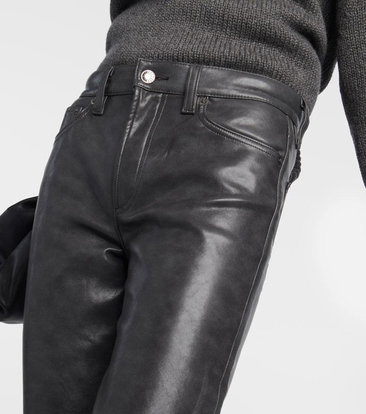 Sloane mid-rise leather straight pants