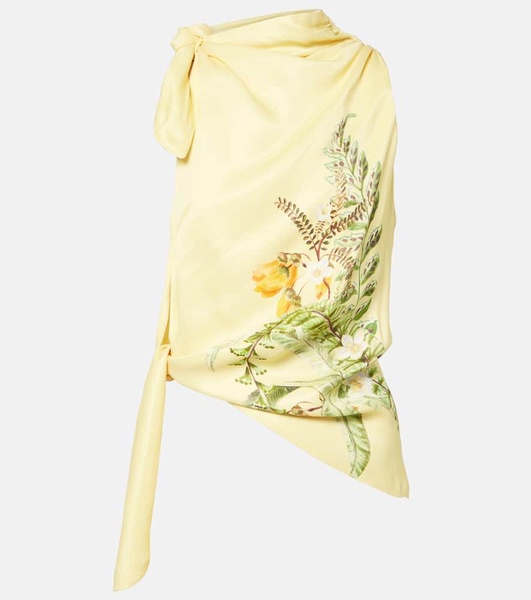Sol printed tie-neck top