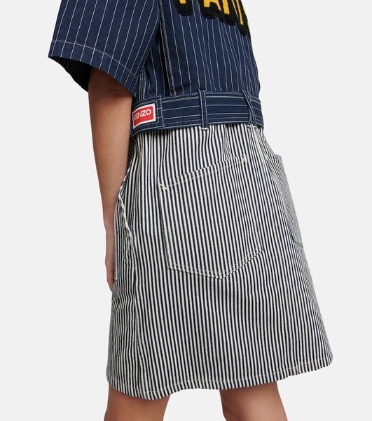 Belted striped denim minidress