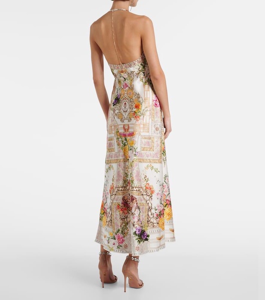 Chain-detail silk maxi dress