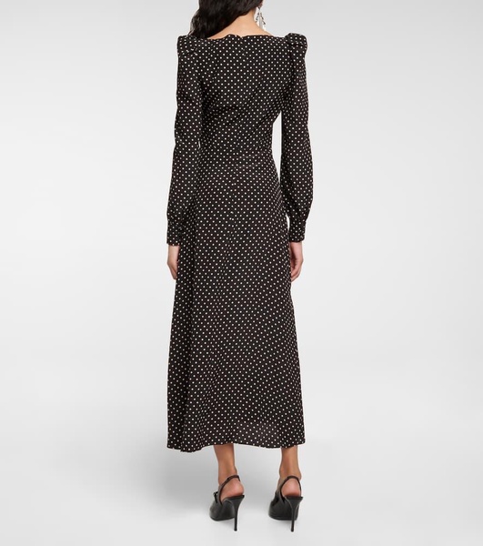 Polka-dotted silk midi dress